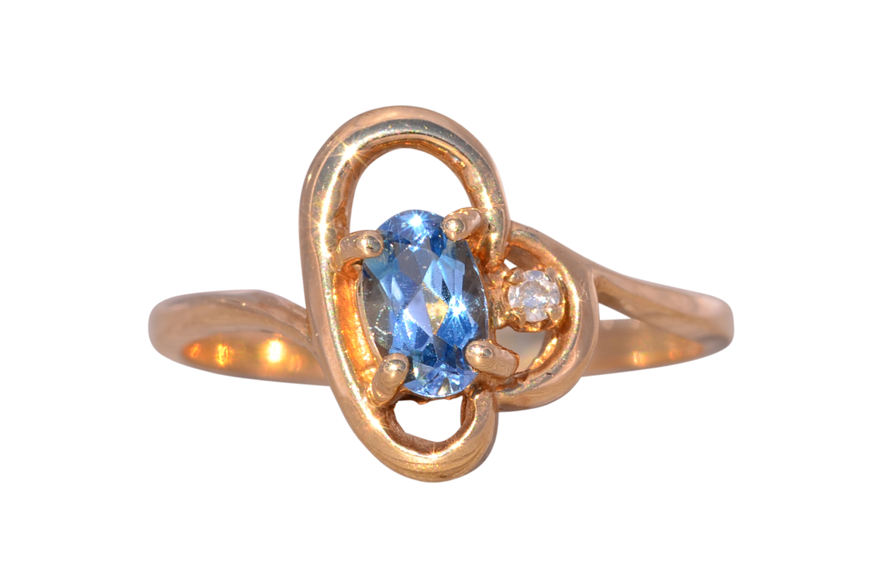 The Saskatoon: Blue Topaz and Natural Diamond Cocktail Ring in Yellow Gold