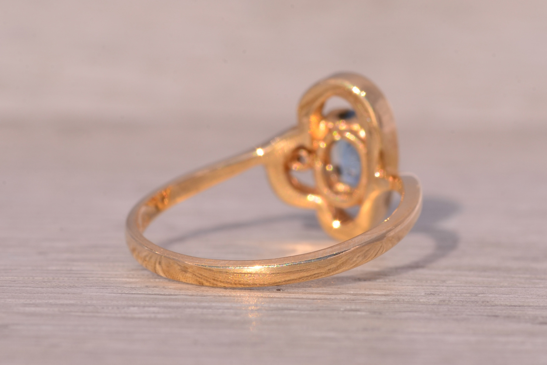 The Saskatoon: Blue Topaz and Natural Diamond Cocktail Ring in Yellow Gold - Image 5
