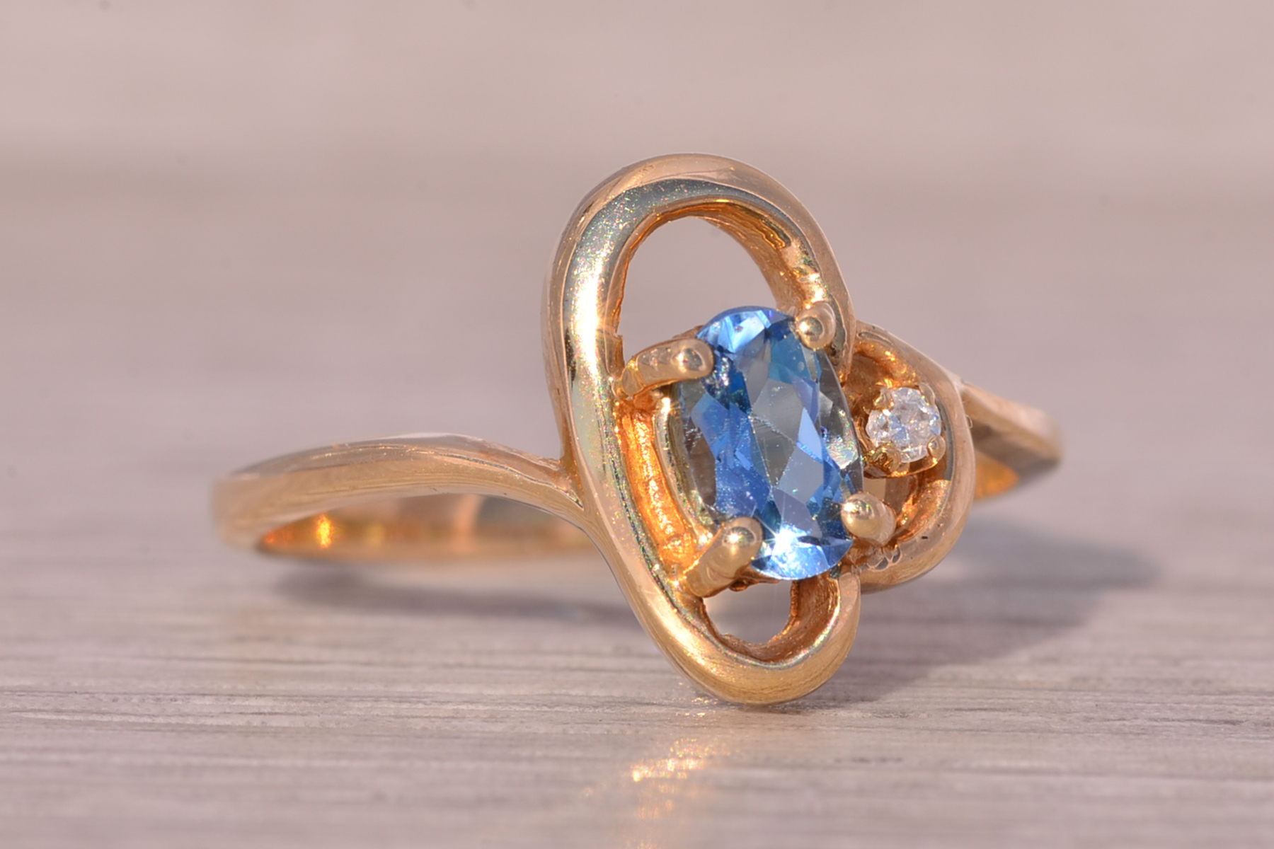 The Saskatoon: Blue Topaz and Natural Diamond Cocktail Ring in Yellow Gold - Image 6