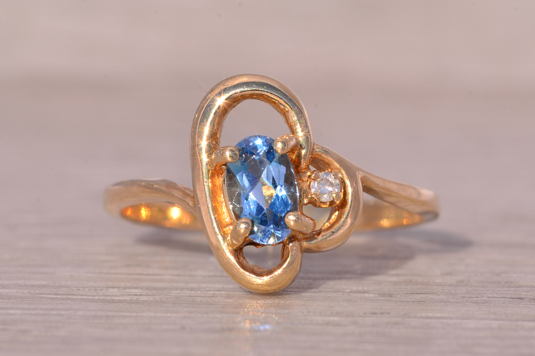 The Saskatoon: Blue Topaz and Natural Diamond Cocktail Ring in Yellow Gold - Image 7