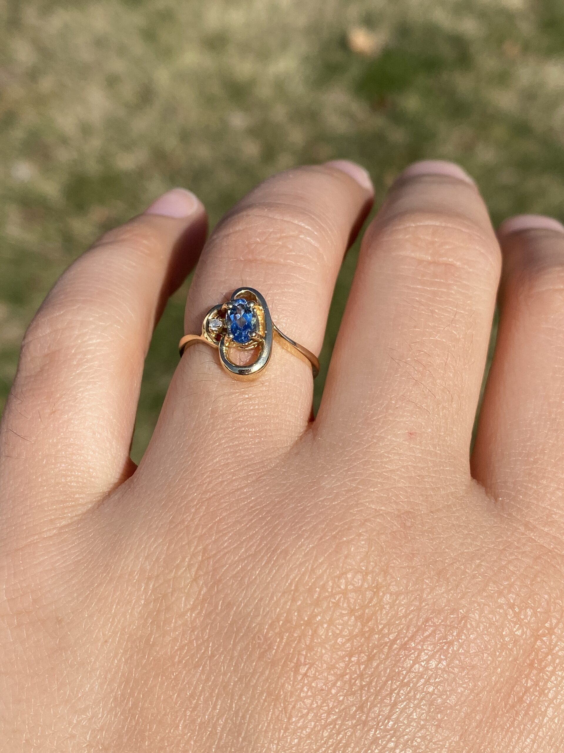 The Saskatoon: Blue Topaz and Natural Diamond Cocktail Ring in Yellow Gold - Image 10
