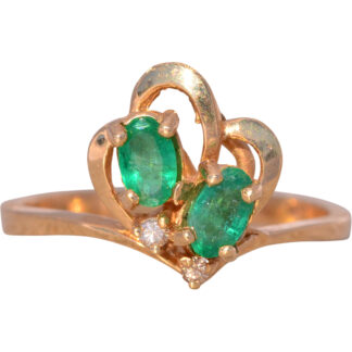 The Duo: Emerald and Natural Diamond Cocktail Ring in Yellow Gold