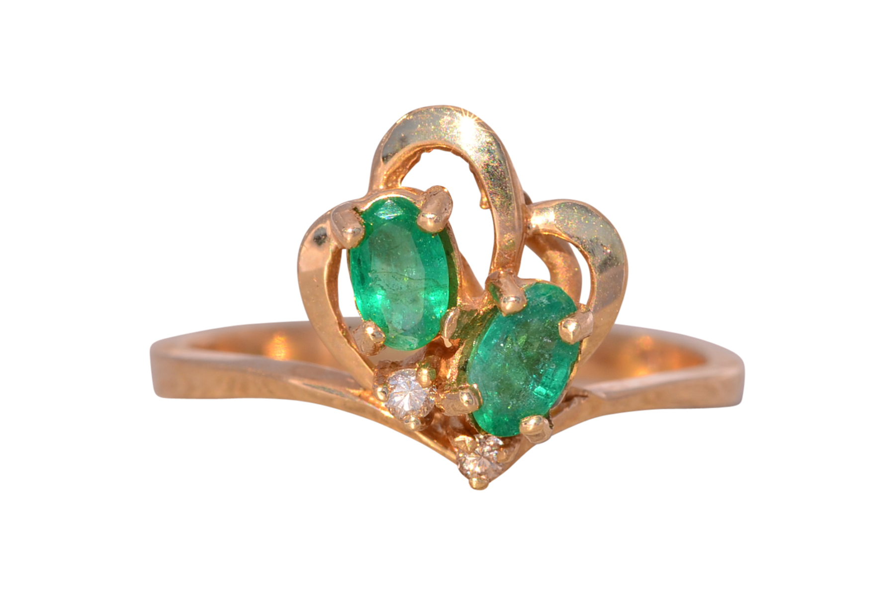 The Duo: Emerald and Natural Diamond Cocktail Ring in Yellow Gold