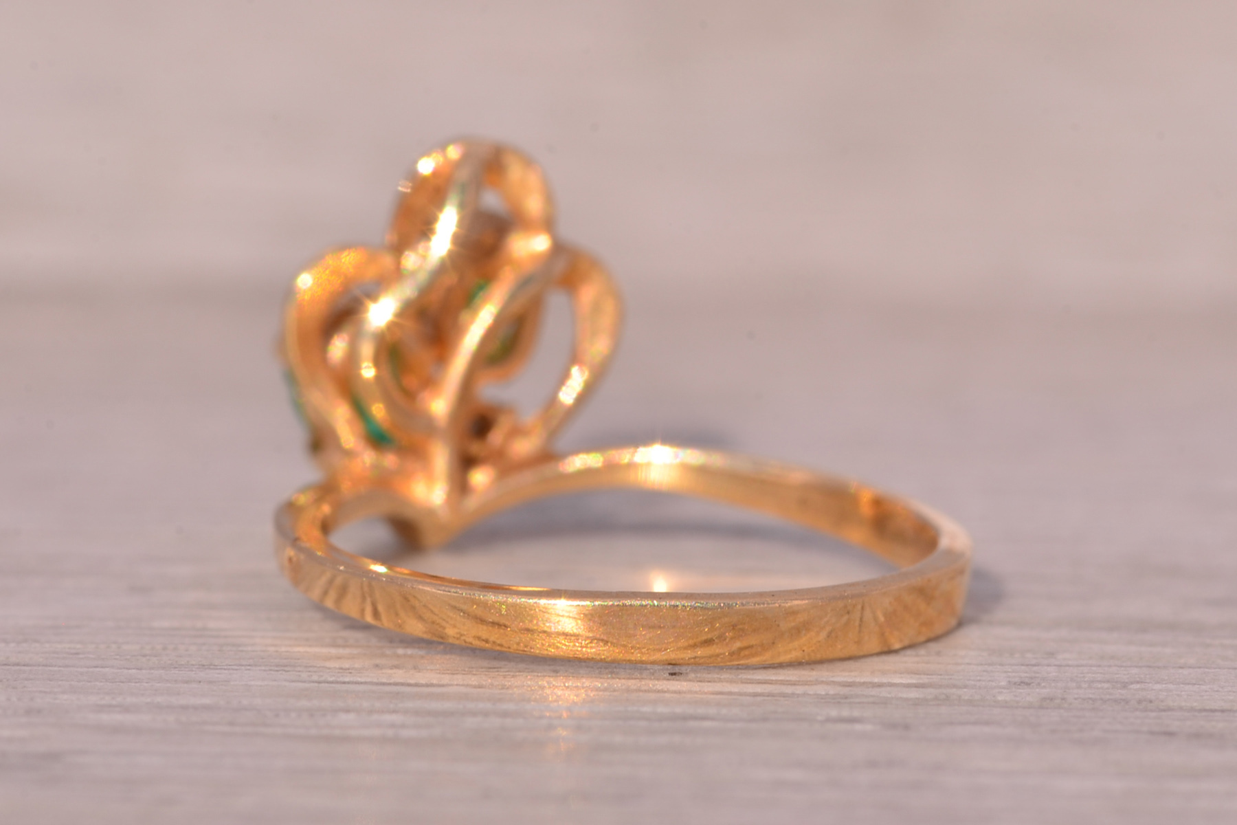 The Duo: Emerald and Natural Diamond Cocktail Ring in Yellow Gold - Image 5
