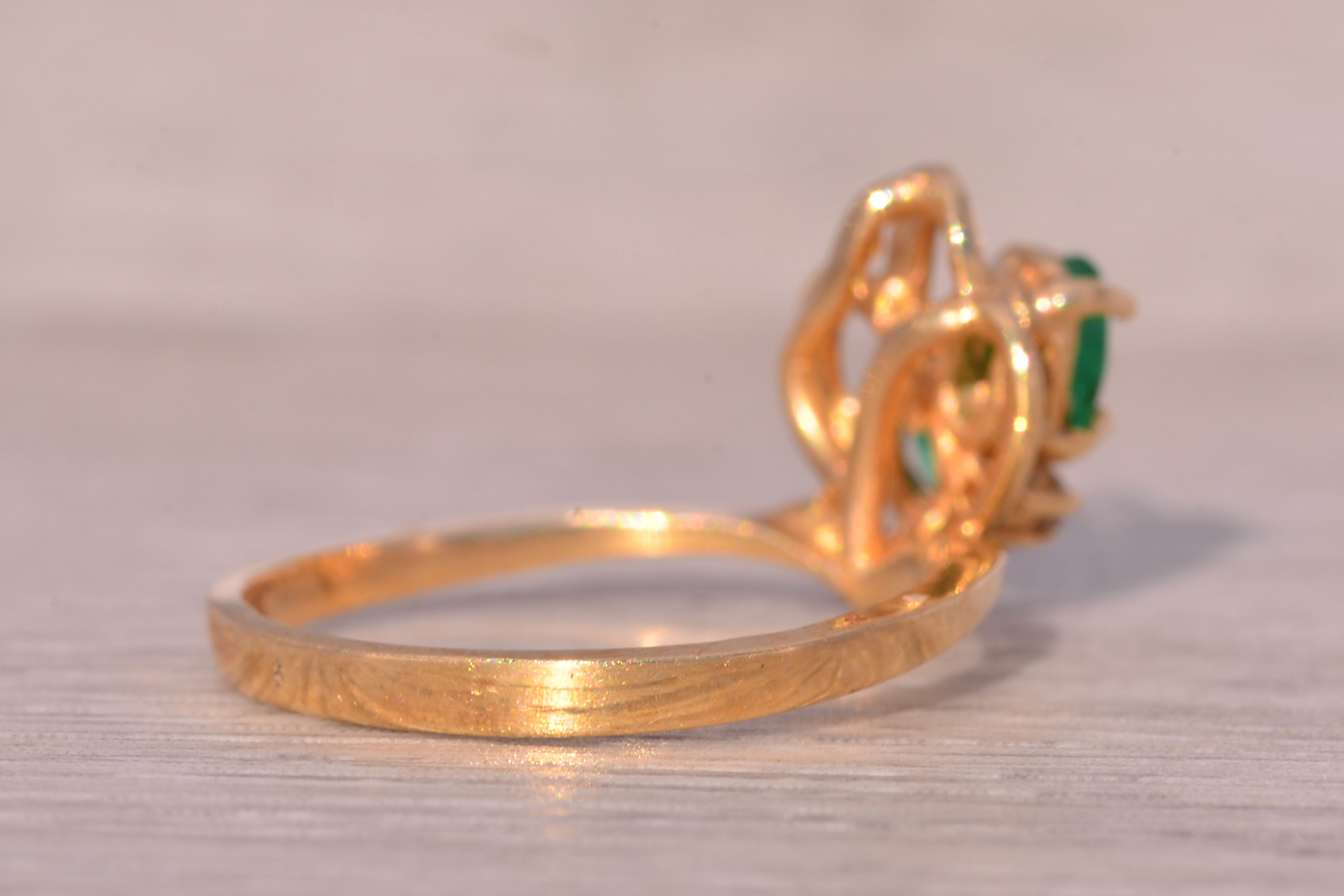 The Duo: Emerald and Natural Diamond Cocktail Ring in Yellow Gold - Image 4