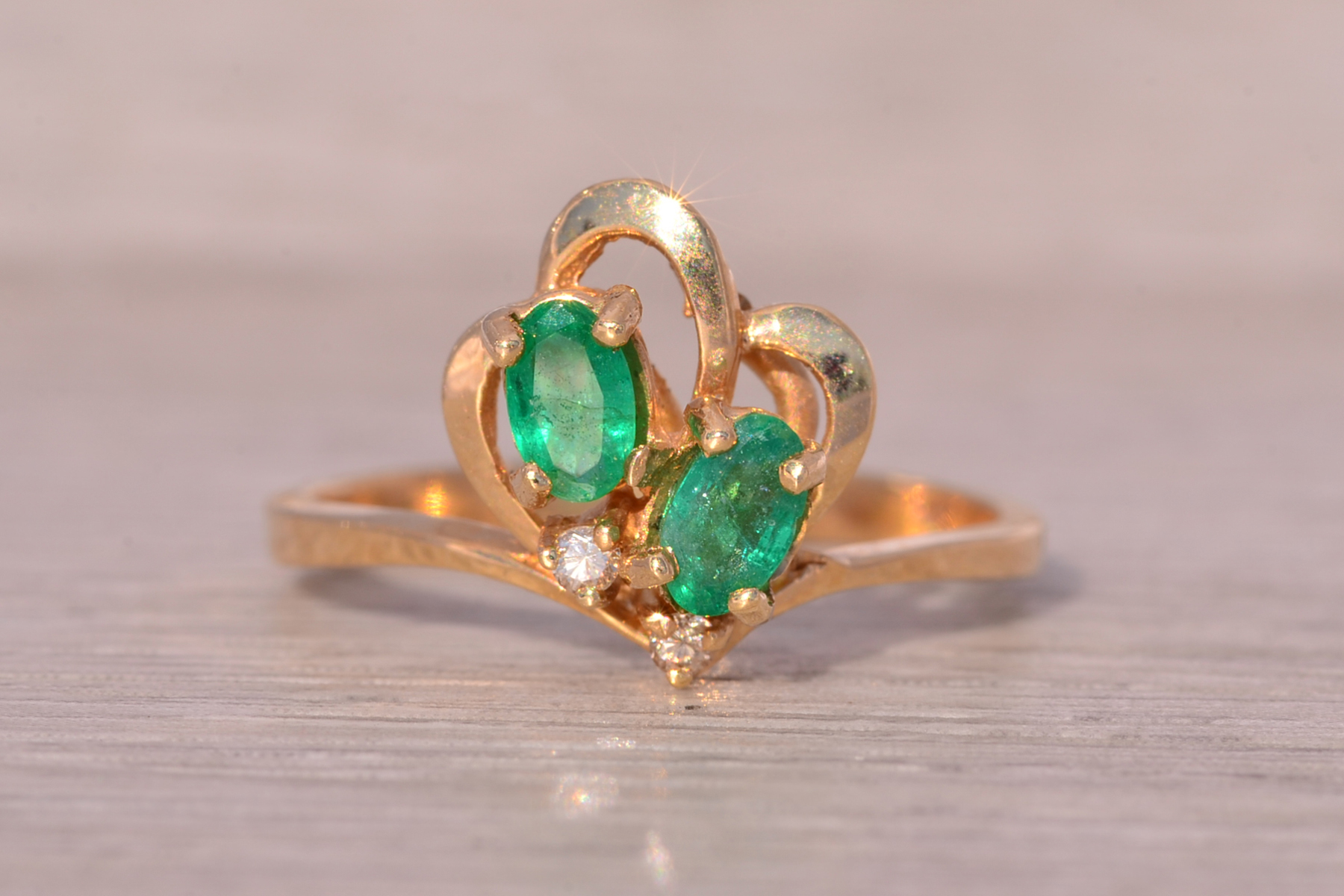 The Duo: Emerald and Natural Diamond Cocktail Ring in Yellow Gold - Image 7