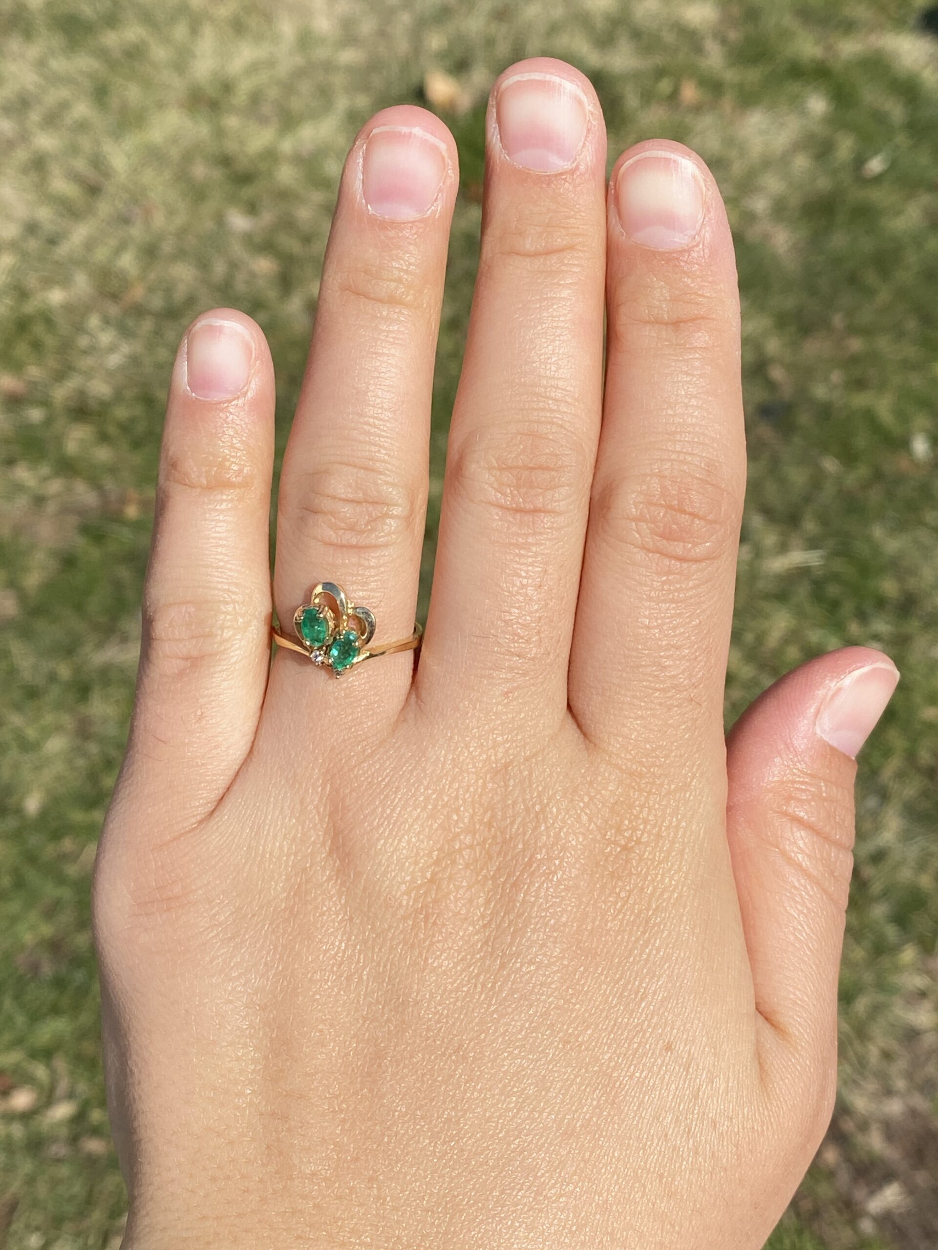 The Duo: Emerald and Natural Diamond Cocktail Ring in Yellow Gold - Image 8