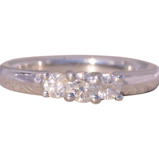 The Kelowna: Three Stone Natural Diamond Ring in White Gold