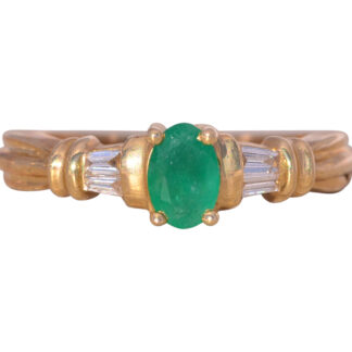 The Cork: Emerald and Natural Diamond Ring in Yellow Gold