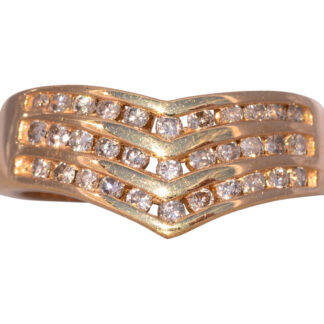 The Whitehorse: Vintage Channel Set Three Row Chevron Band With Natural Diamonds