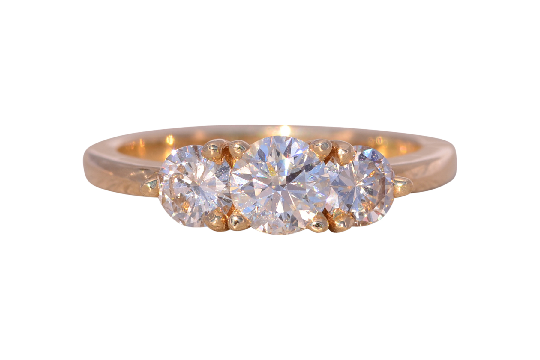The Dunmore: Past Present and Future Natural Diamond Three Stone Ring in Yellow Gold