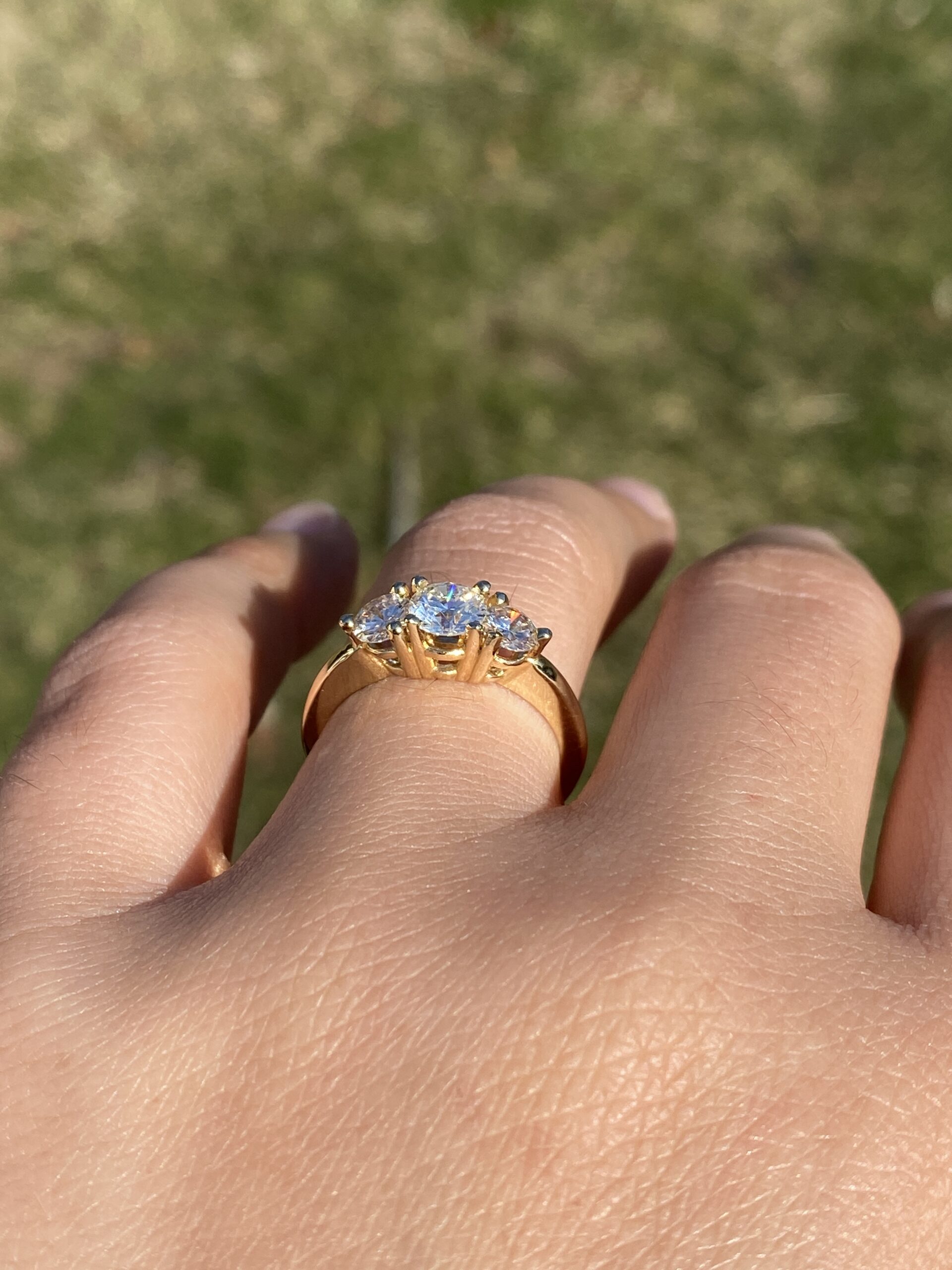The Dunmore: Past Present and Future Natural Diamond Three Stone Ring in Yellow Gold - Image 10