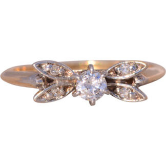 SOLD - The Wigan: Vintage Natural Diamond Butterfly Promise Ring in Yellow Gold