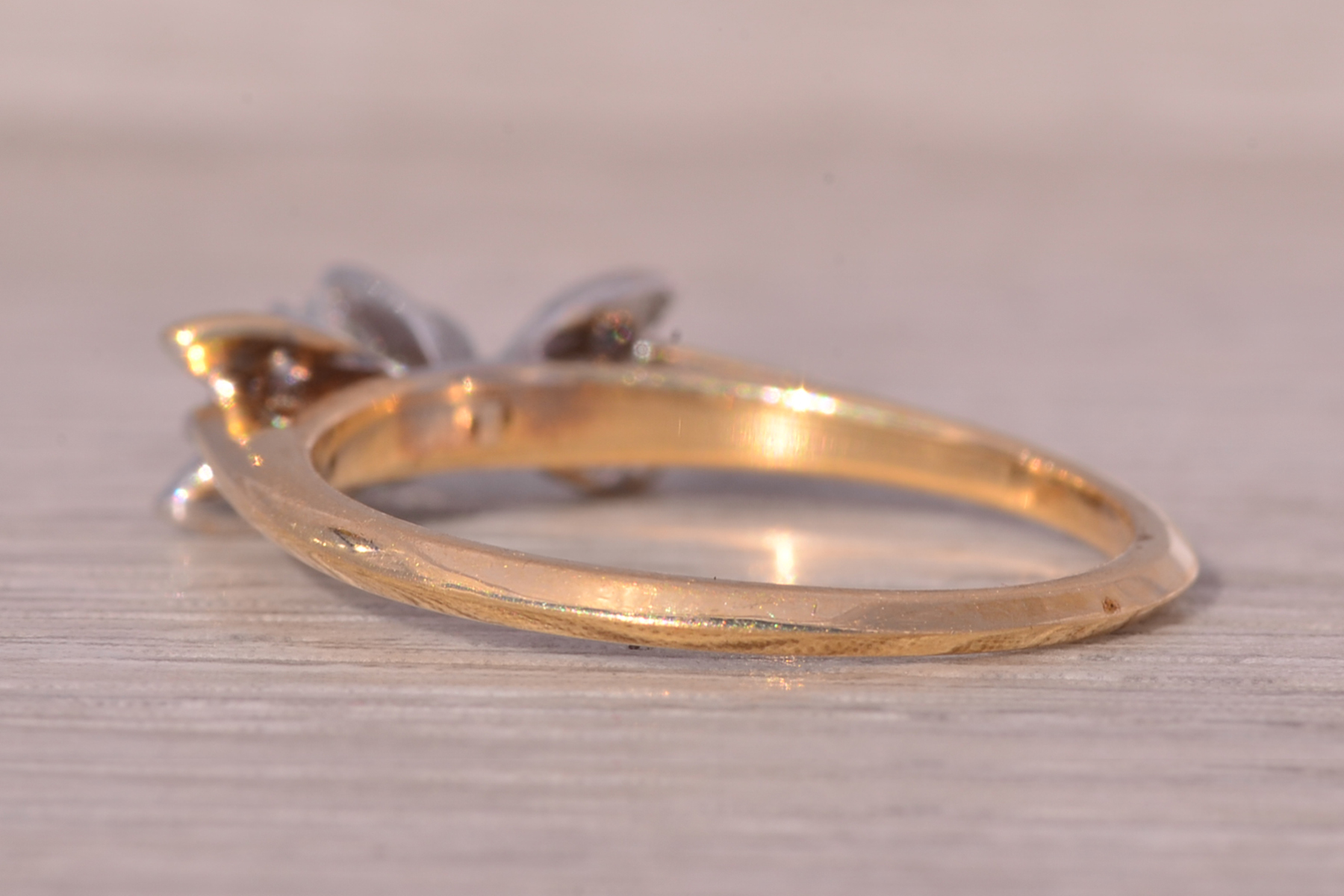 SOLD - The Wigan: Vintage Natural Diamond Butterfly Promise Ring in Yellow Gold - Image 4