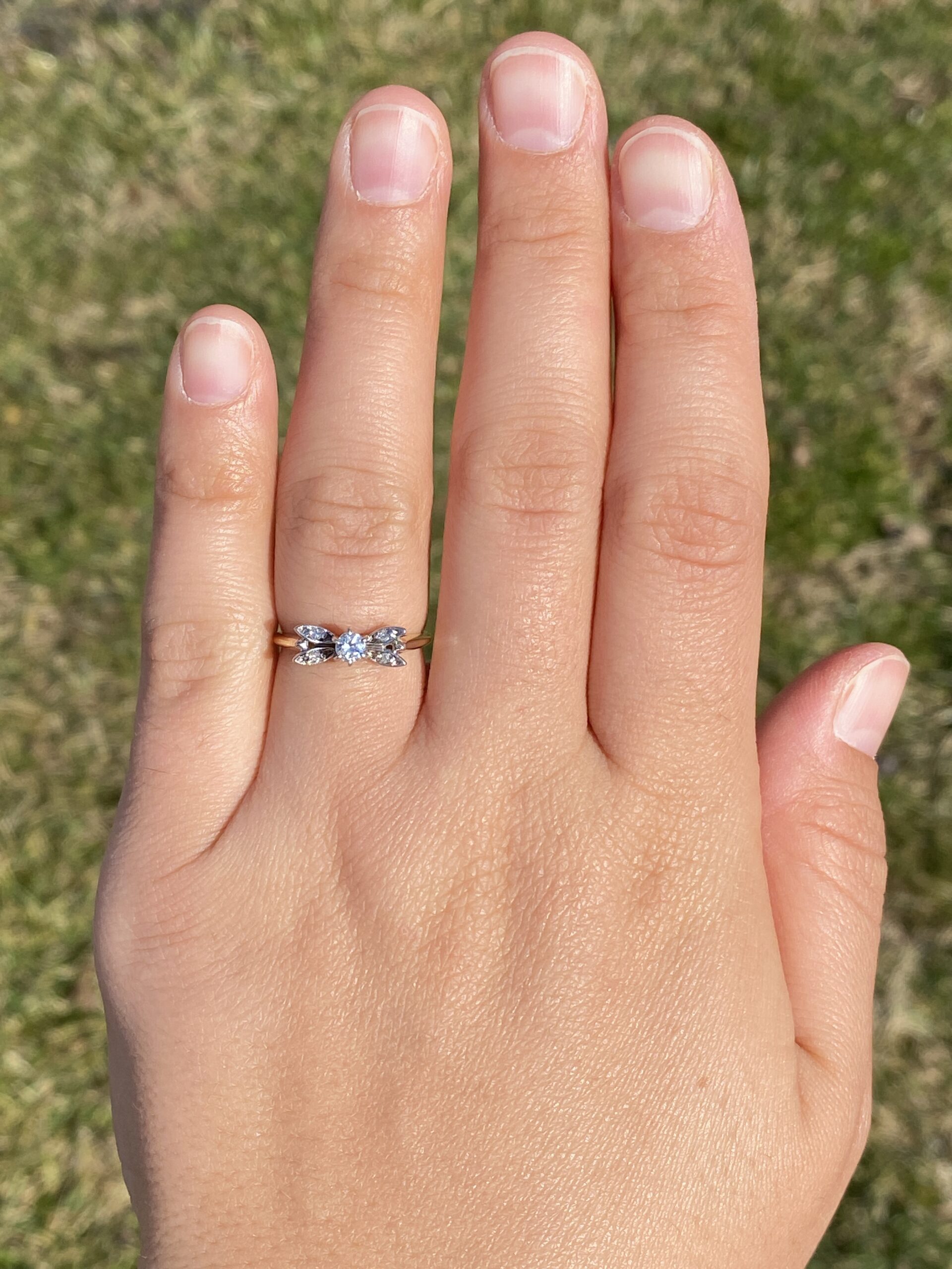 SOLD - The Wigan: Vintage Natural Diamond Butterfly Promise Ring in Yellow Gold - Image 8