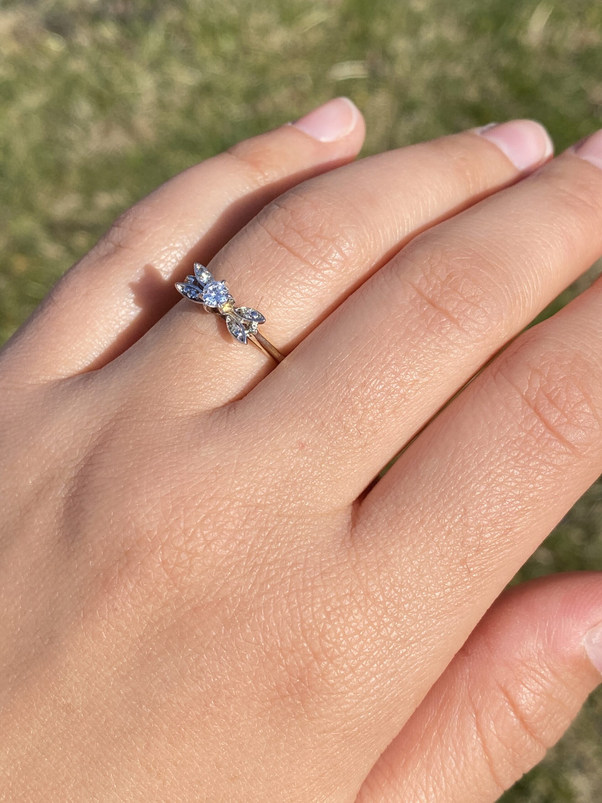 SOLD - The Wigan: Vintage Natural Diamond Butterfly Promise Ring in Yellow Gold - Image 9