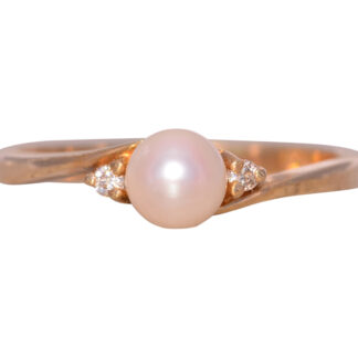 The Courtenay: Pearl and Natural Diamond Ring in Yellow Gold