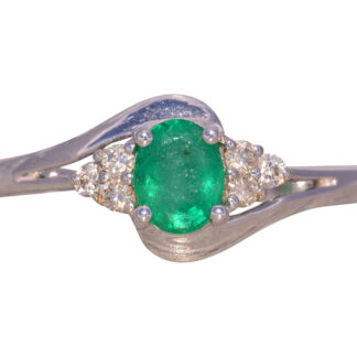 The Bray: Natural Emerald and Diamond Ring in White Gold