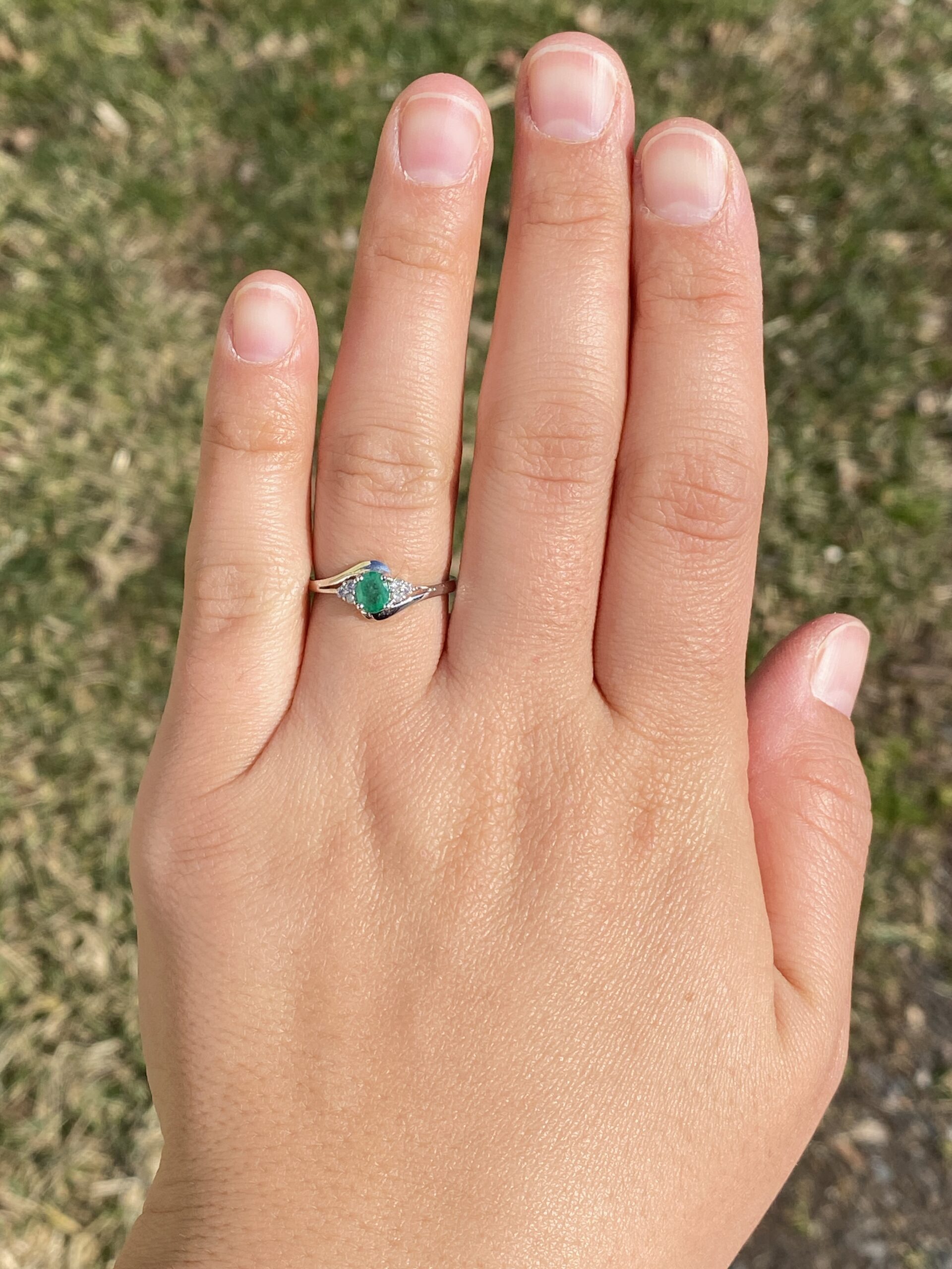 The Bray: Natural Emerald and Diamond Ring in White Gold - Image 8