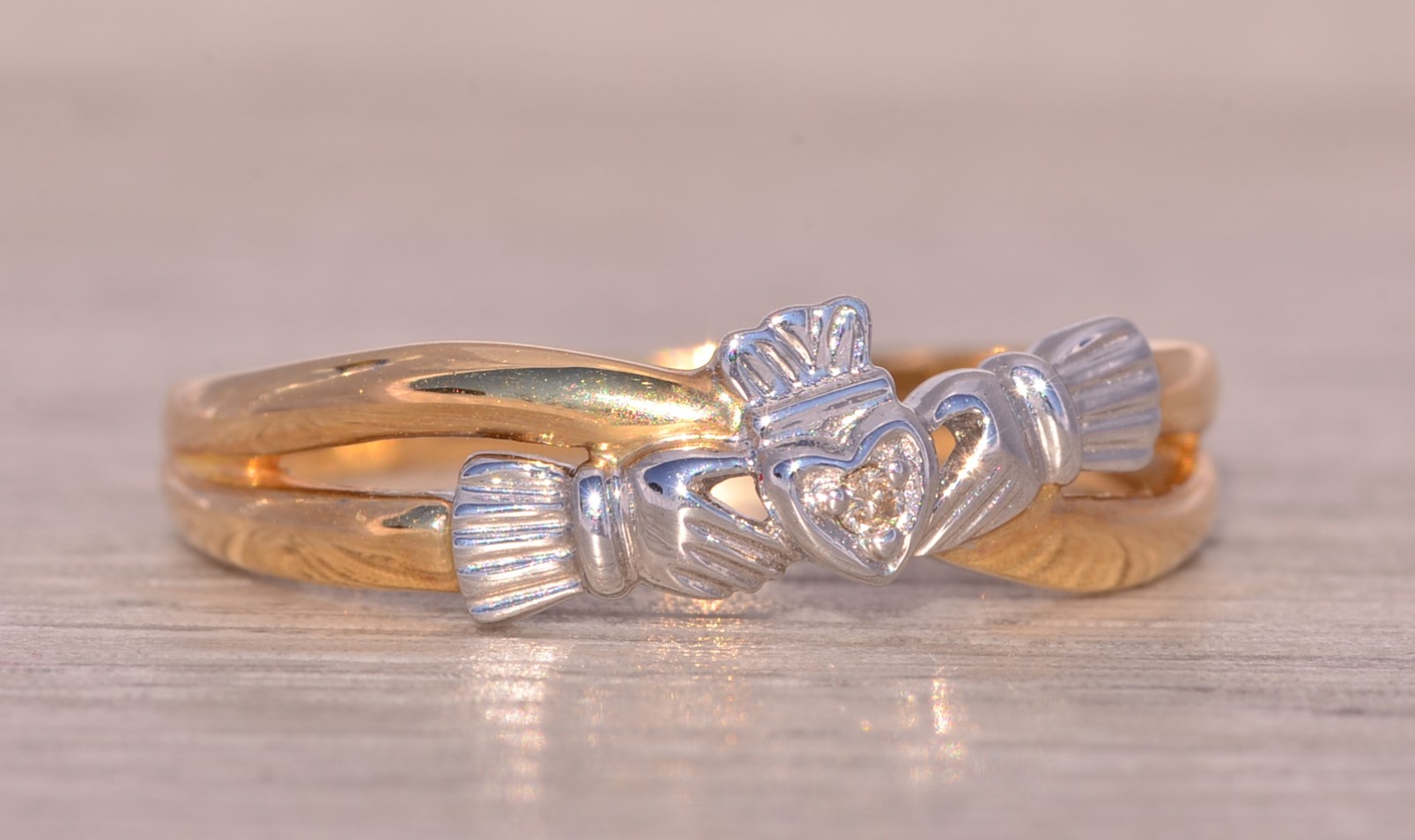 The Clifden: Irish Made Claddagh Ring with Natural Diamonds - Image 6