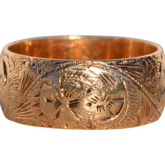 SOLD - The Chartres: Antique Hand Engraved Band in Yellow Gold