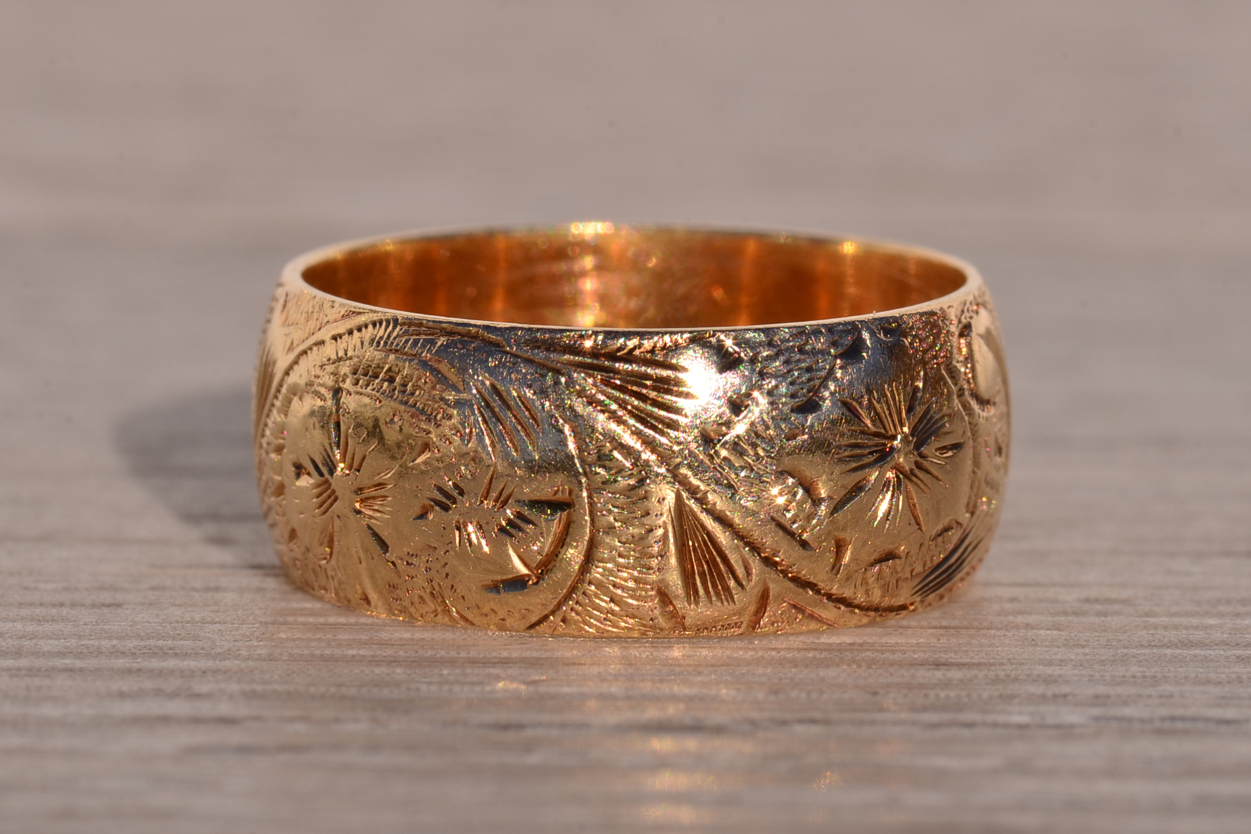 SOLD - The Chartres: Antique Hand Engraved Band in Yellow Gold - Image 3