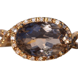 The Colma: Smokey Quartz and natural Diamond Ring in Yellow Gold