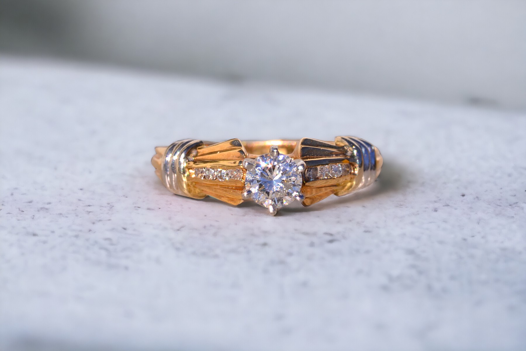 The Drop: Vintage Engagement Ring with Natural Diamond in Yellow Gold - Image 11