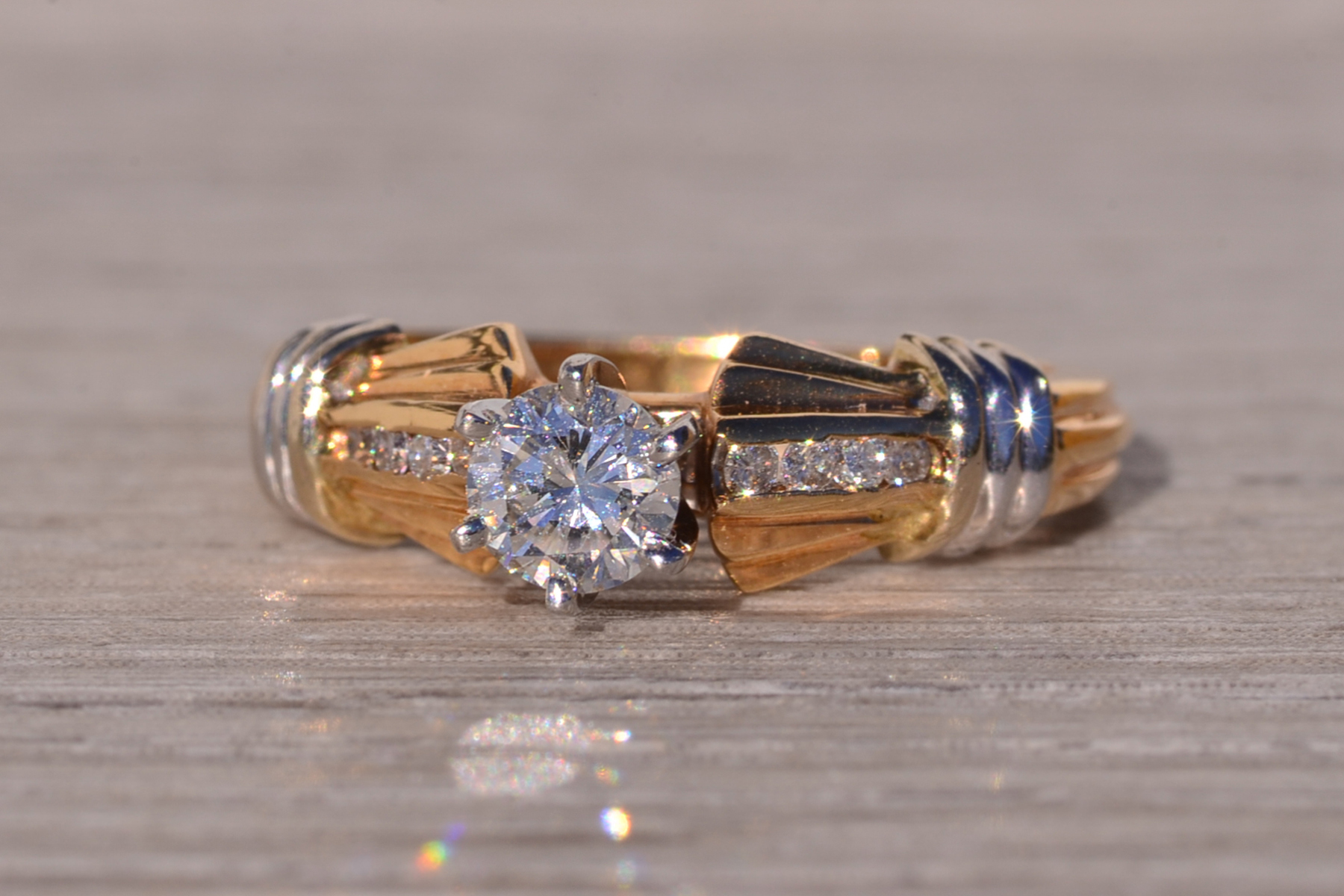 The Drop: Vintage Engagement Ring with Natural Diamond in Yellow Gold - Image 4