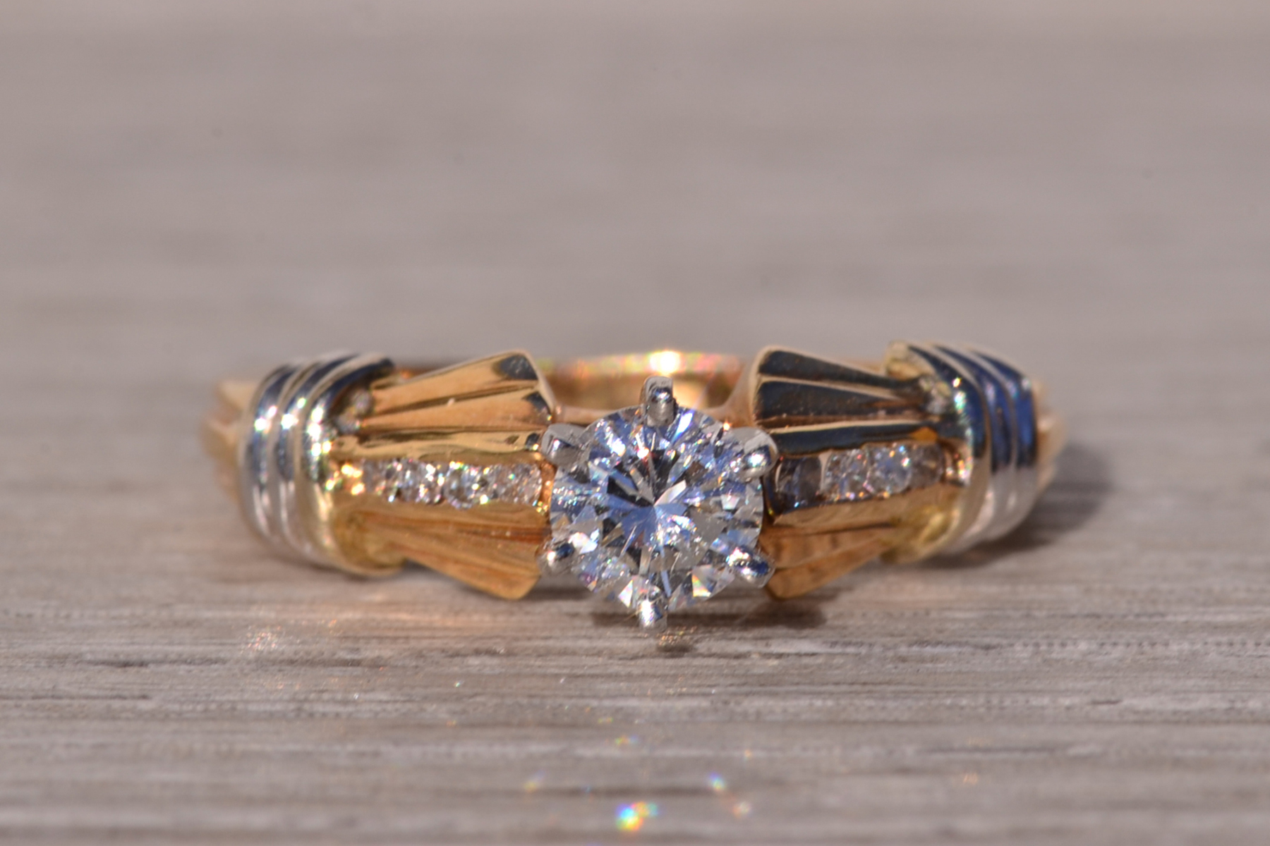 The Drop: Vintage Engagement Ring with Natural Diamond in Yellow Gold - Image 7