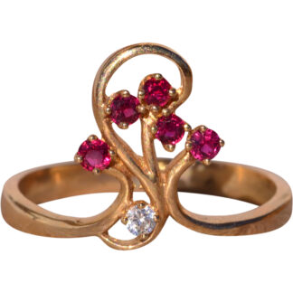 The Goal: Rubie and Natural Diamond Tiara Ring in Yellow Gold