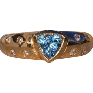 The Moma: Modern Topaz and Natural Diamond Cocktail Ring in Yellow Gold