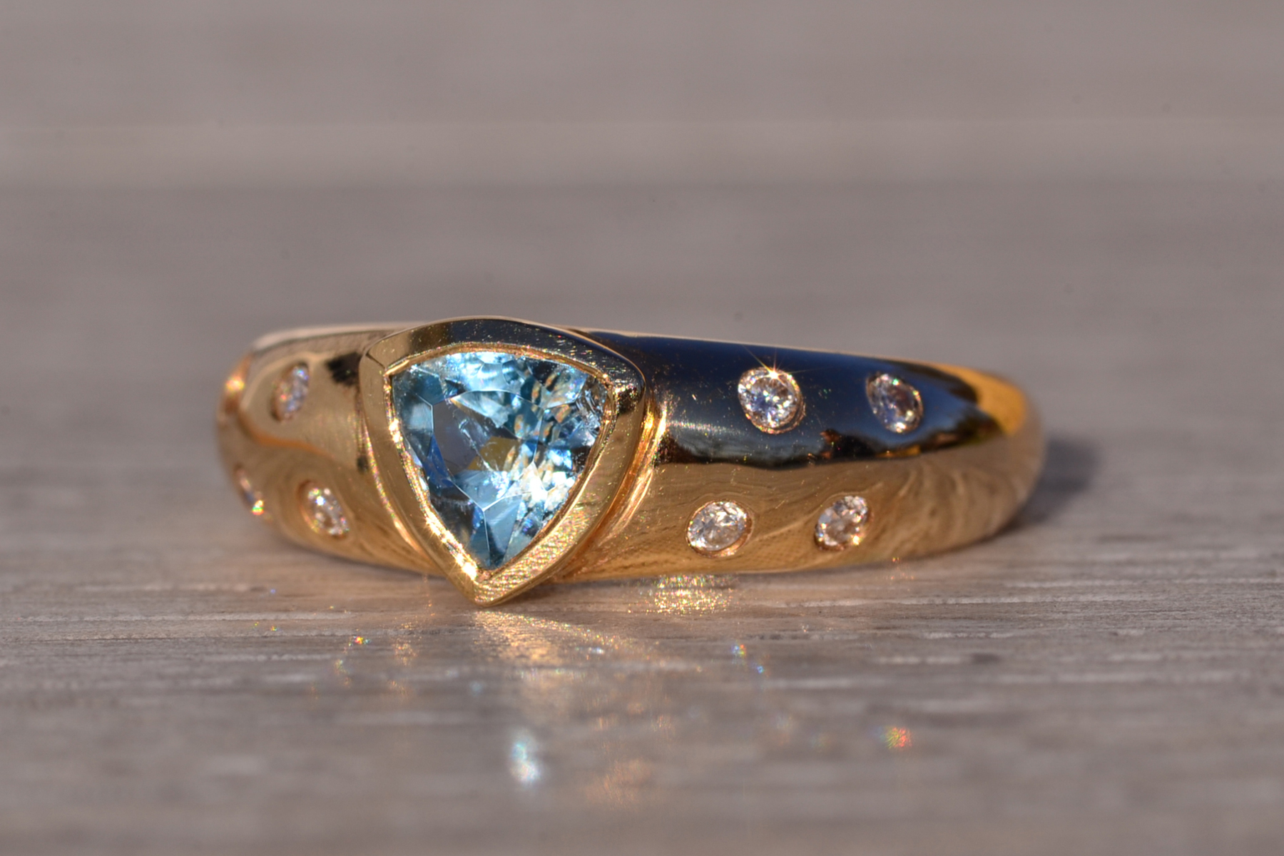 The Moma: Modern Topaz and Natural Diamond Cocktail Ring in Yellow Gold - Image 3