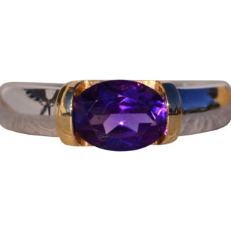 The Tempo: Contemporary Two Tone Amethyst Ring