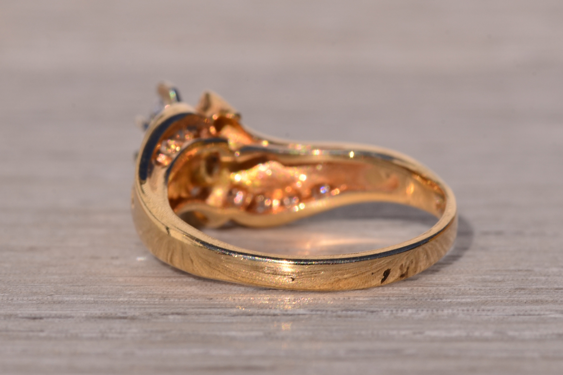 SOLD - The Eighties: Signed Vintage 1980's Marquise Engagement Ring in Yellow Gold - Image 4