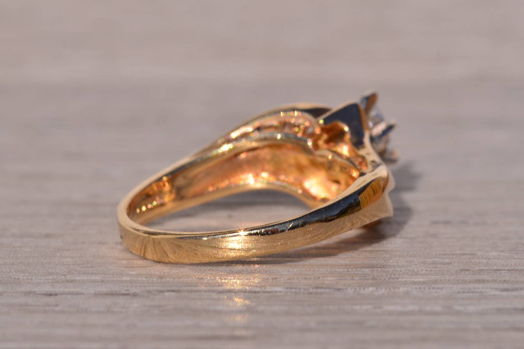 SOLD - The Eighties: Signed Vintage 1980's Marquise Engagement Ring in Yellow Gold - Image 5