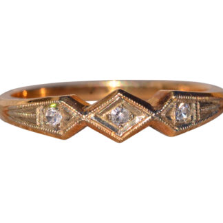 SOLD - The Trillia:  Signed Antique Art Deco Natural Diamond Band in Yellow Gold