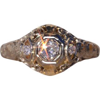The Catch: Antique Filigree Engagement Ring with Natural Diamonds in White Gold