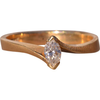 SOLD - The Moonbeam: Vintage Signed Yellow Gold Engagement Ring with Natural Diamond