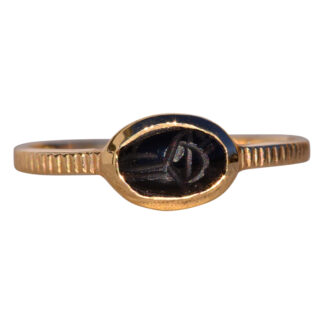 SOLD - The Egyptia: Black Onyx Scarab Ring in Yellow Gold