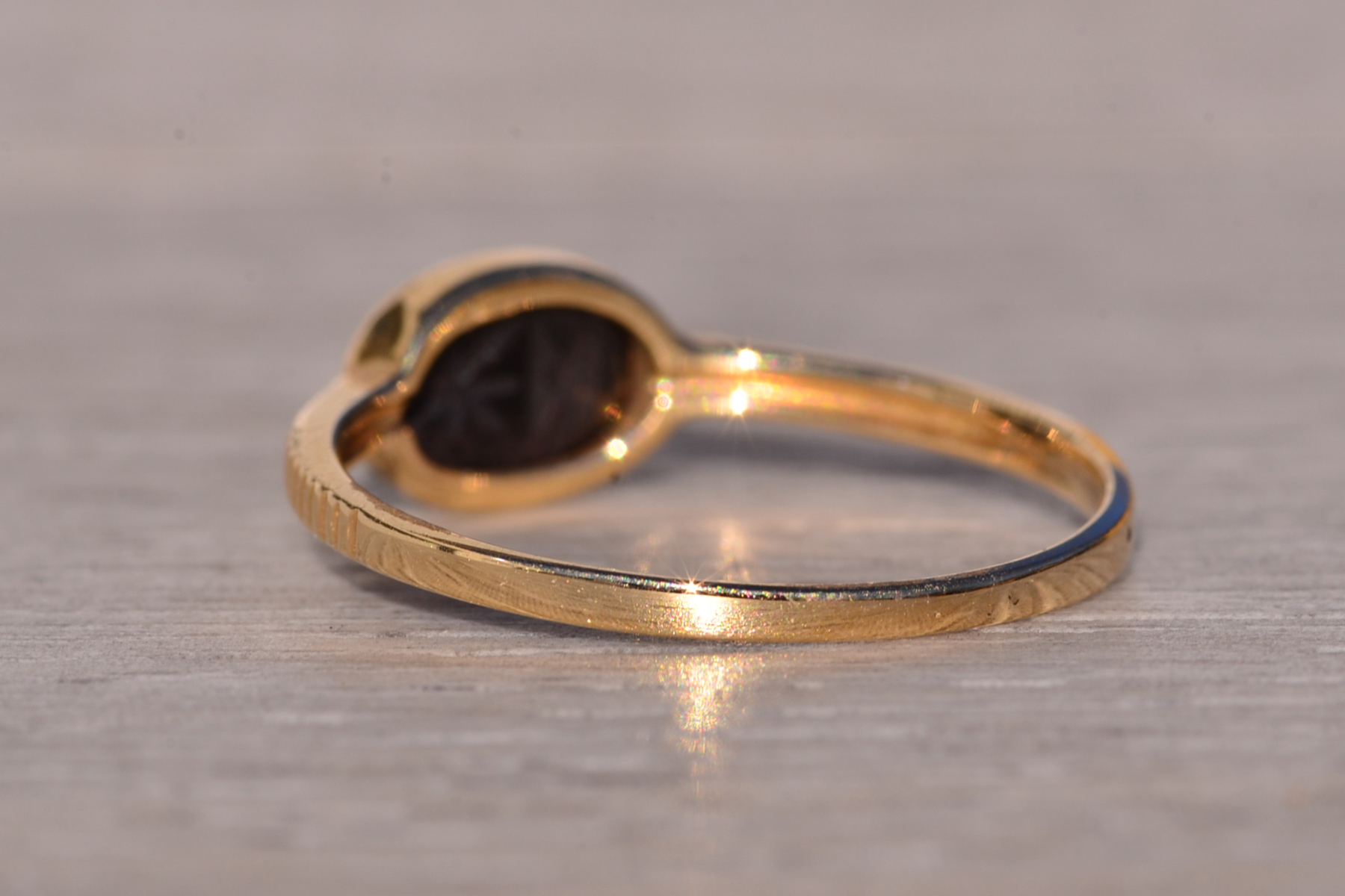 SOLD - The Egyptia: Black Onyx Scarab Ring in Yellow Gold - Image 4