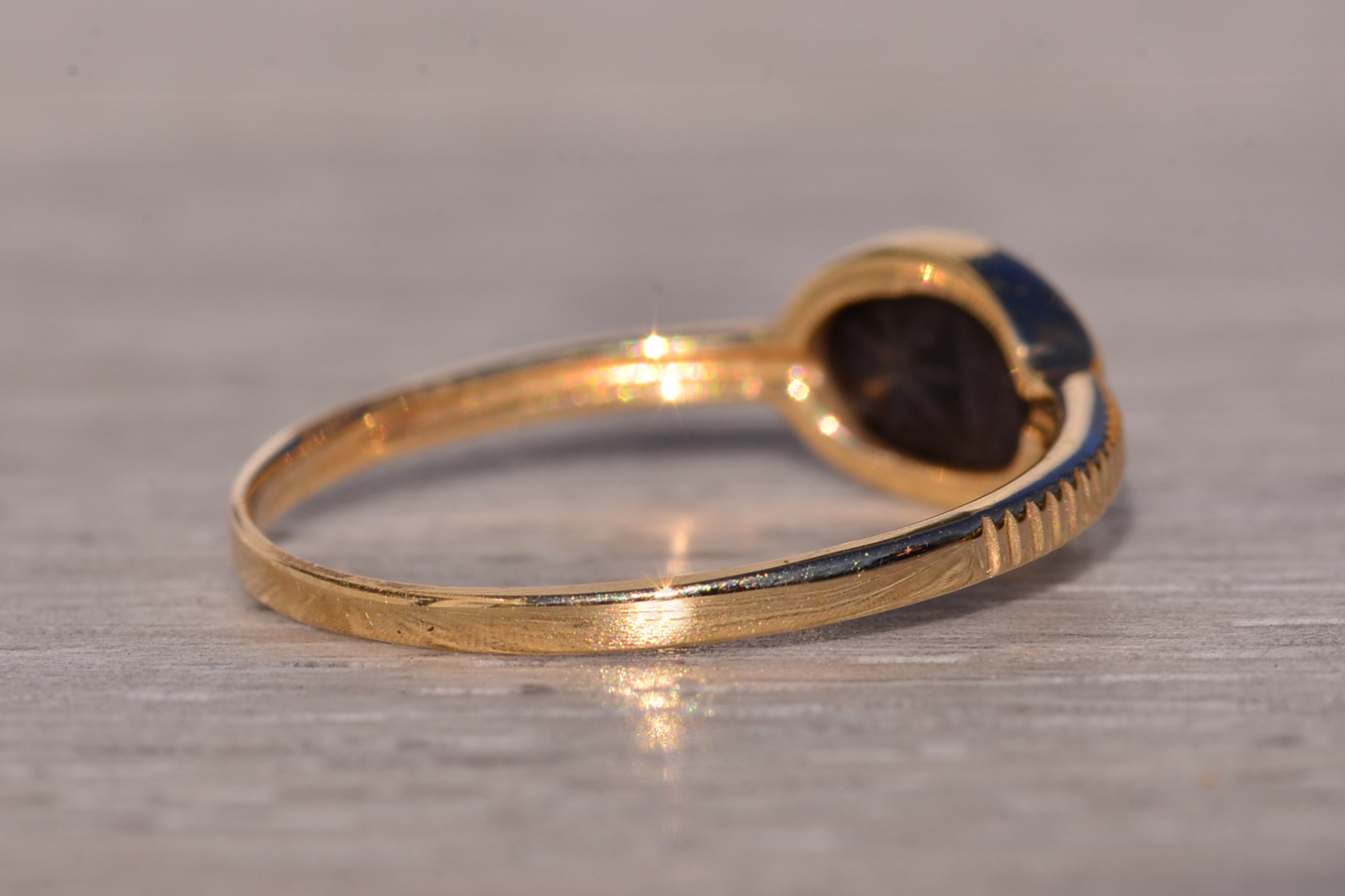 SOLD - The Egyptia: Black Onyx Scarab Ring in Yellow Gold - Image 5