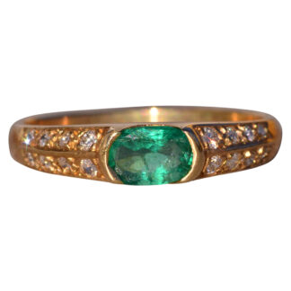 SOLD - The Now: Natural Emerald and Diamond Ring in Yellow Gold