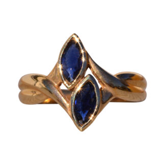 SOLD - The Geta:  Double Natural Sapphire Ring in Yellow Gold