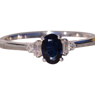 The Hilltowne: Natural Sapphire and Diamond Ring in White Gold