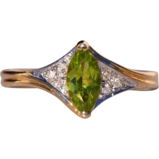 SOLD - The Workout: Peridot and Natural Diamond Ring in Yellow Gold