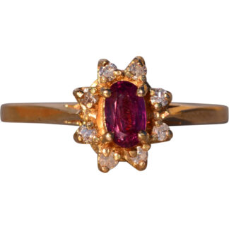 The Trus: Ruby and Natural Diamond Ring in Yellow Gold