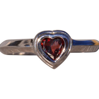 The Tene: Bezel Set Natural Garnet in White Gold