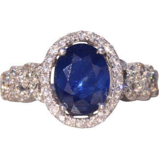 The Credenza: Natural Sapphire and Diamond Ring in White Gold