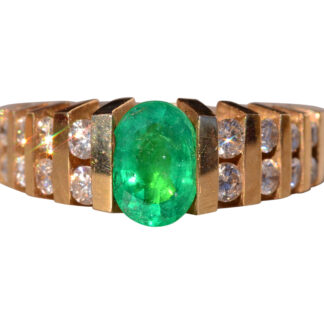 The Shenton Park: Natural Emerald and Diamond Ring in Yellow Gold